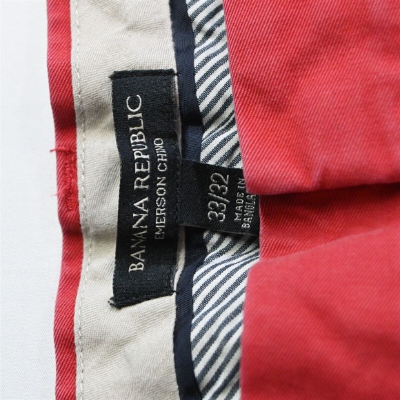 Banana‎ Republic 33 x 32 Red Emerson Straight Fit Mens Chino Pants - Picture 6 of 9